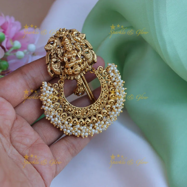 Gorgeous pearl and lakshmi design hair pin - Pink - Sparkle and Glow