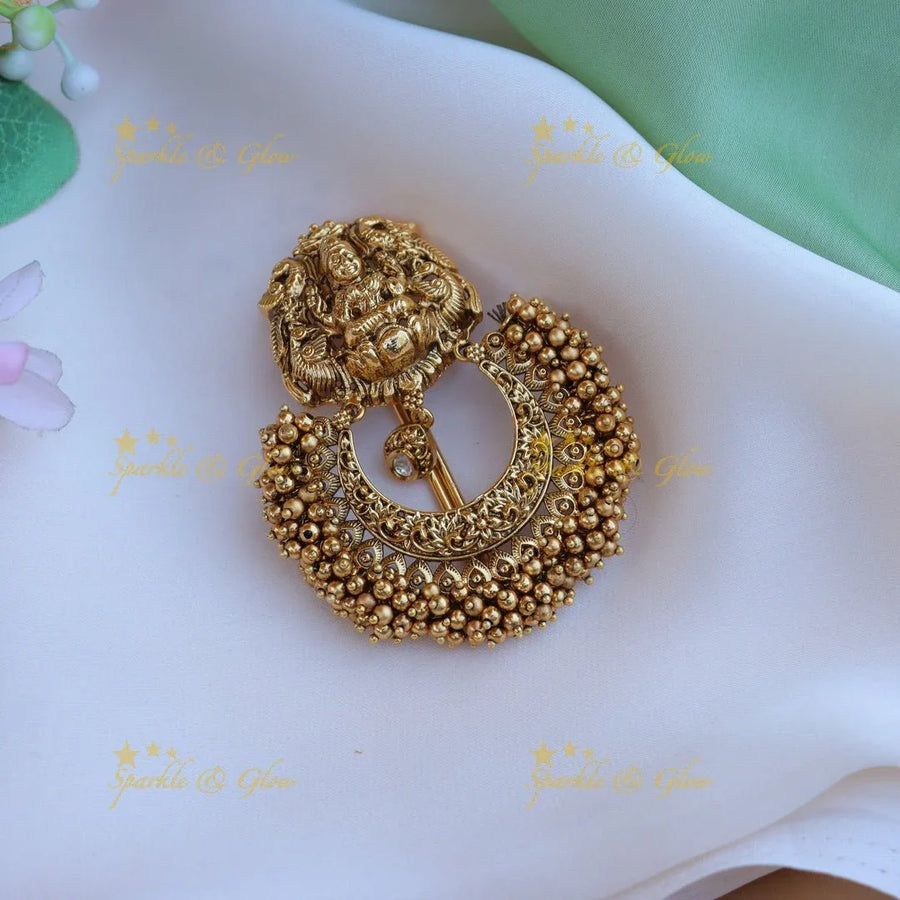 Gorgeous gold beads and lakshmi design hair pin - Sparkle and Glow