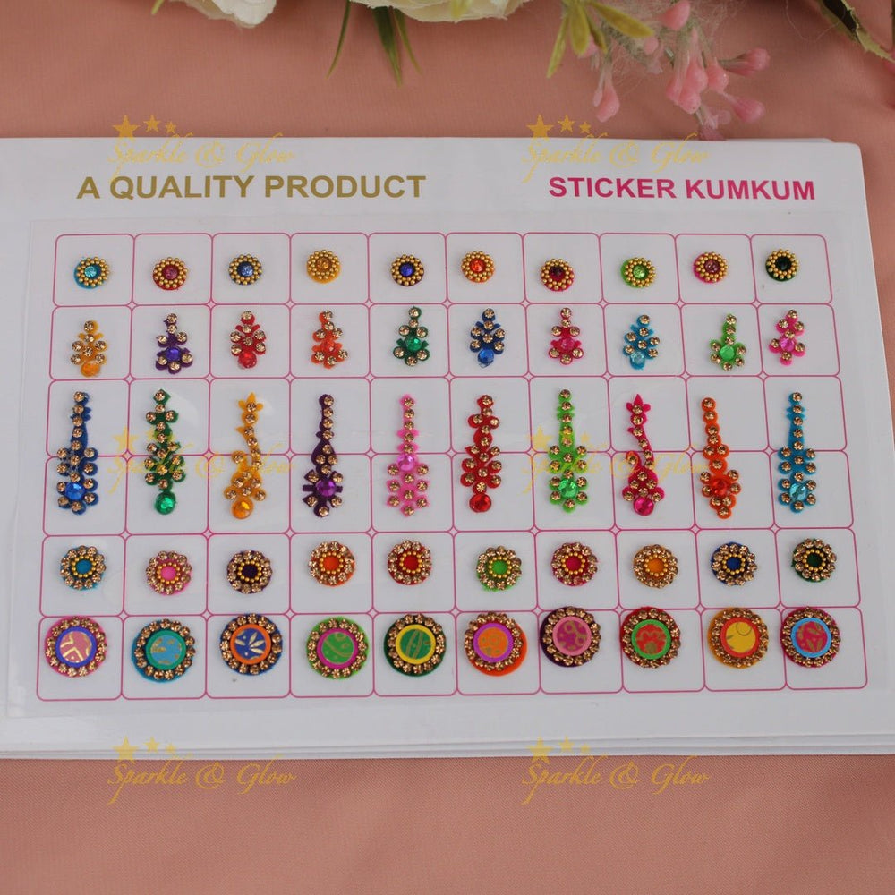 Navya Suhag stone with different shaped bindi small book in assorted colour - Sparkle and Glow - 