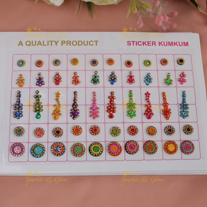 Navya Suhag stone with different shaped bindi small book in assorted colour - Sparkle and Glow - 