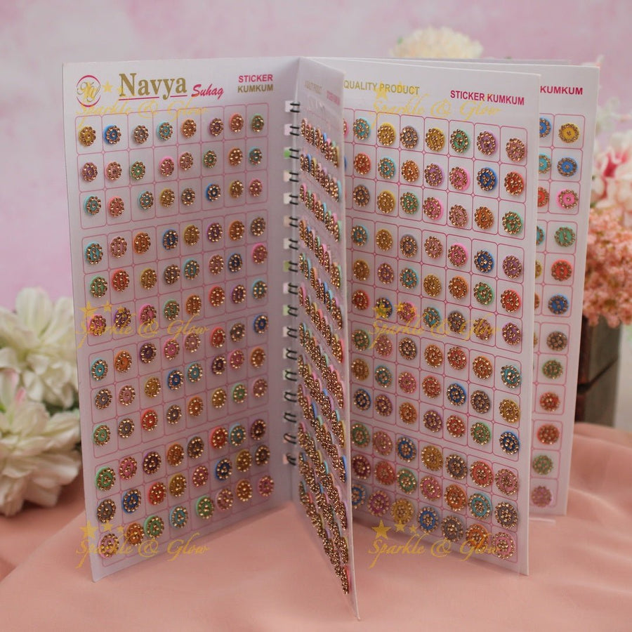 Navya Suhag Multi colour stones bindi small book - Sparkle and Glow - 