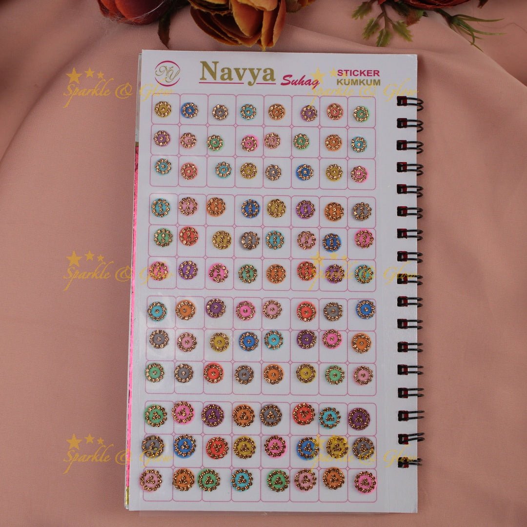Navya Suhag Multi colour stones bindi small book - Sparkle and Glow - 