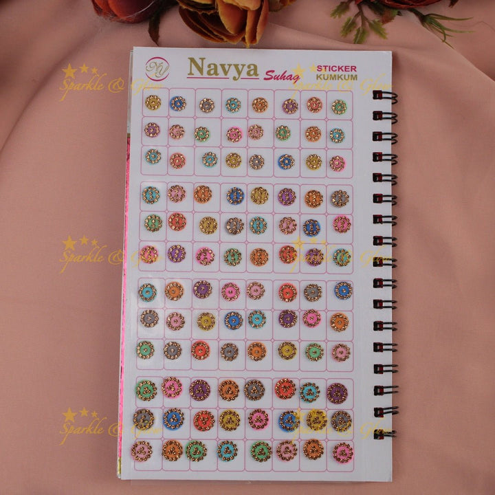Navya Suhag Multi colour stones bindi small book - Sparkle and Glow - 