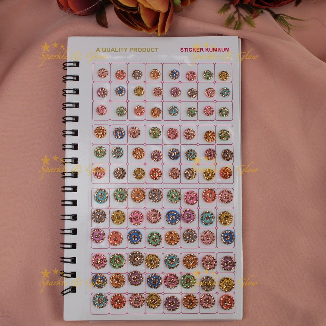 Navya Suhag Multi colour stones bindi small book - Sparkle and Glow - 
