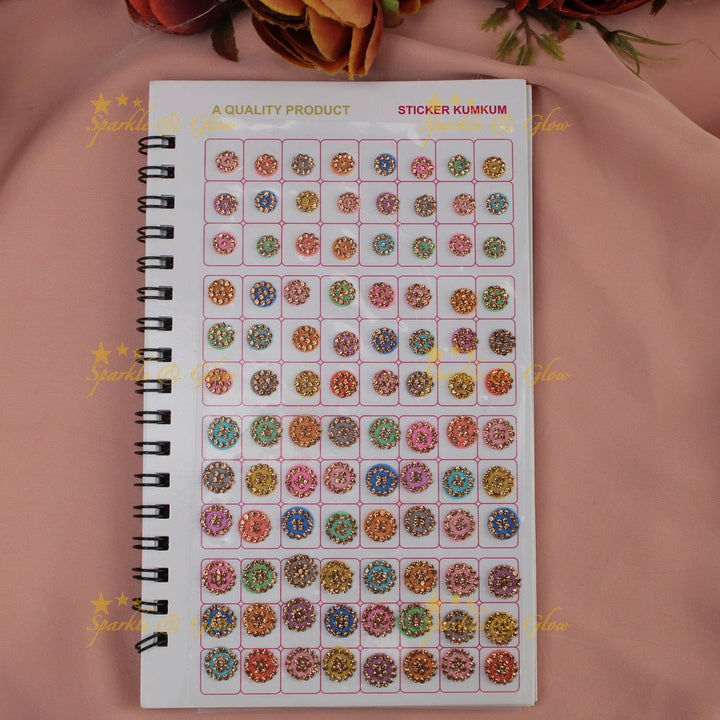 Navya Suhag Multi colour stones bindi small book - Sparkle and Glow - 