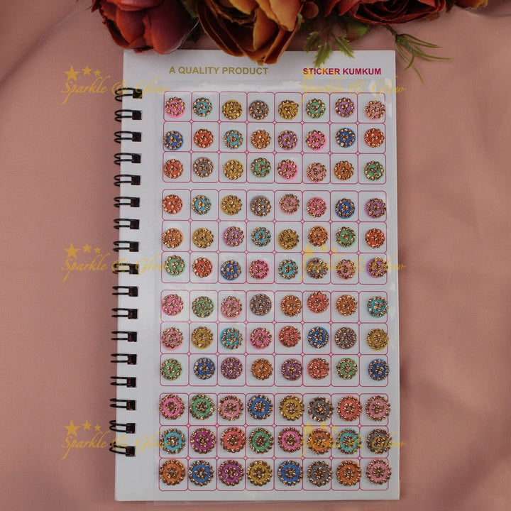 Navya Suhag Multi colour stones bindi small book - Sparkle and Glow - 