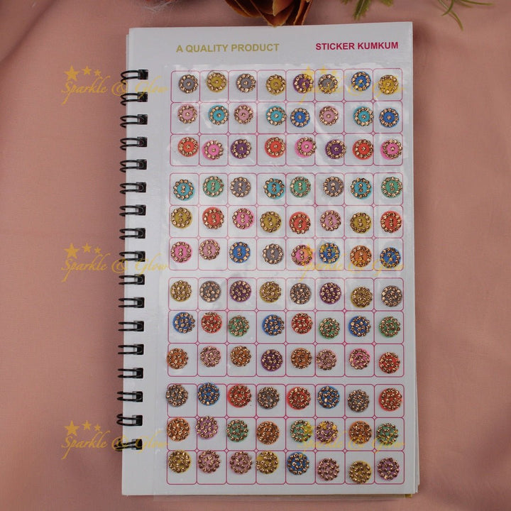Navya Suhag Multi colour stones bindi small book - Sparkle and Glow - 