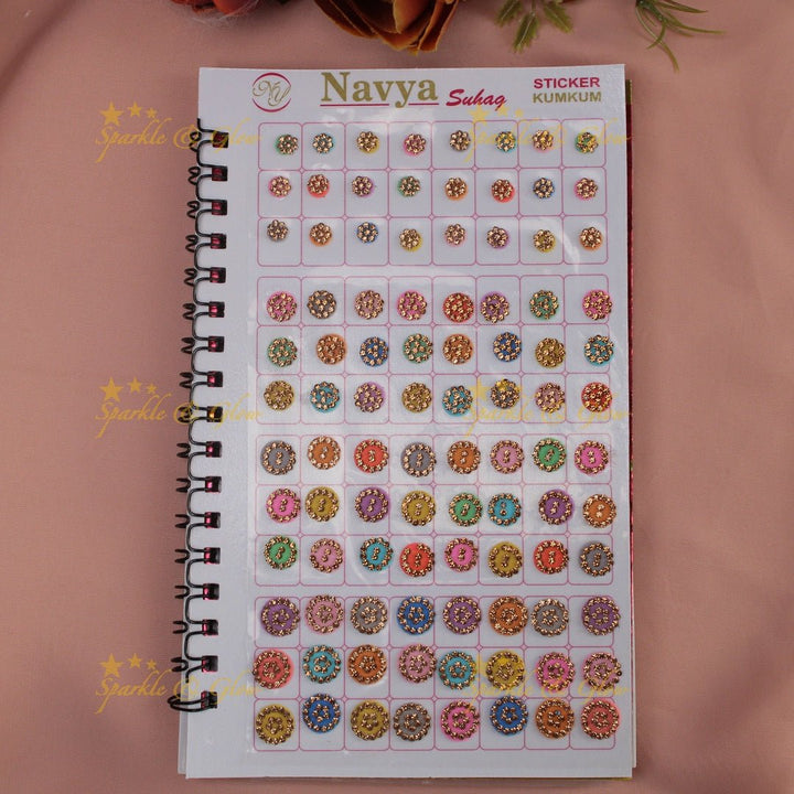 Navya Suhag Multi colour stones bindi small book - Sparkle and Glow - 