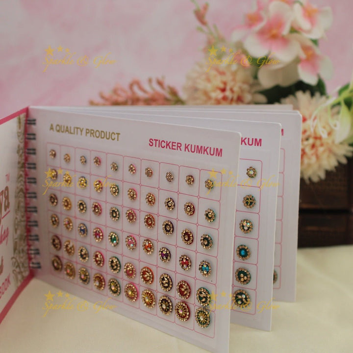 Navya Suhag stunning multi colours stones bindi small book - Sparkle and Glow - 
