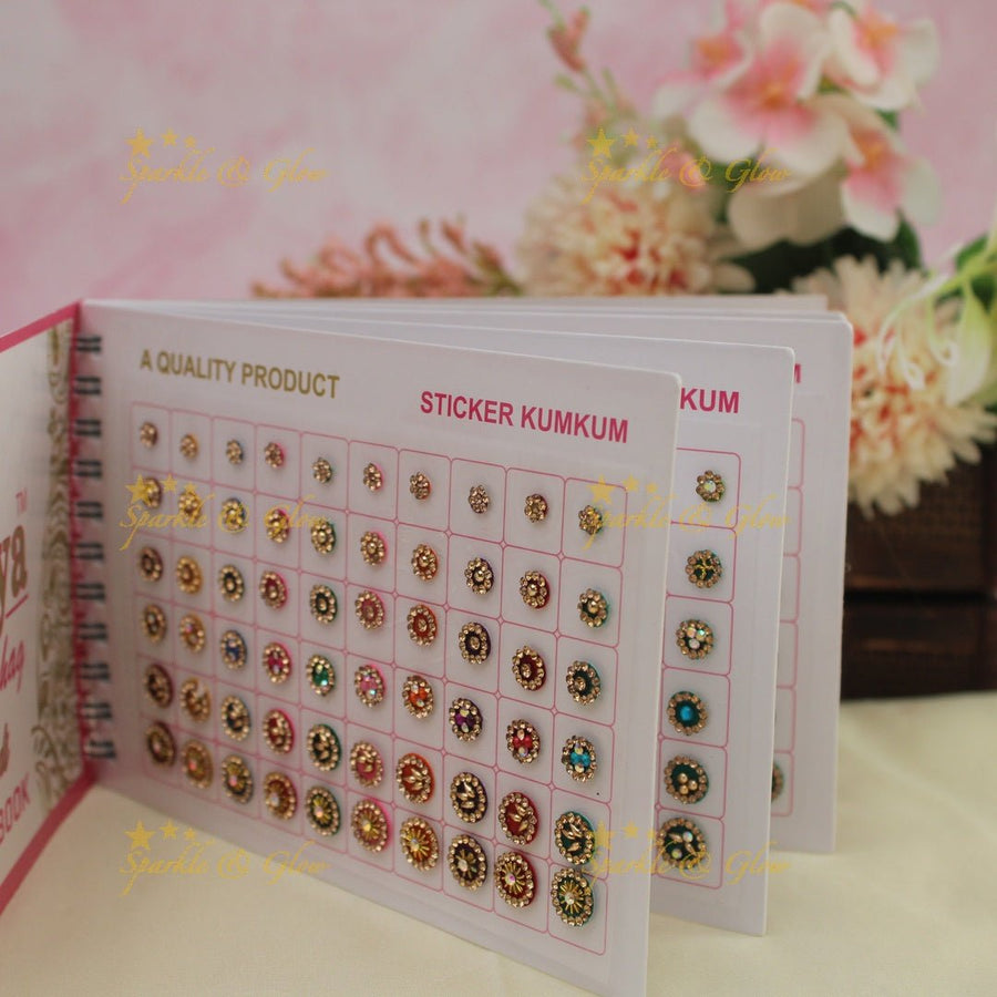 Navya Suhag stunning multi colours stones bindi small book - Sparkle and Glow - 