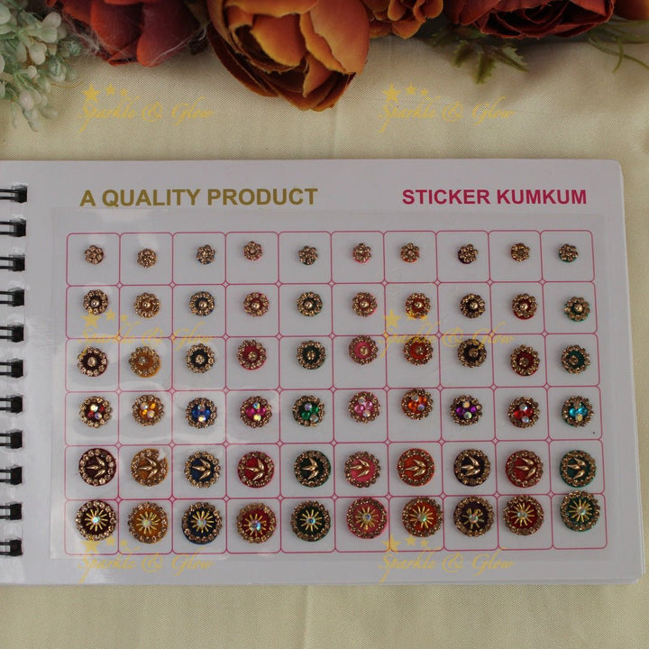 Navya Suhag stunning multi colours stones bindi small book - Sparkle and Glow - 