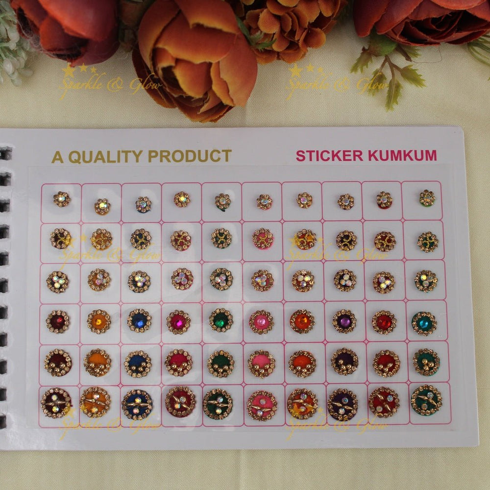 Navya Suhag stunning multi colours stones bindi small book - Sparkle and Glow - 