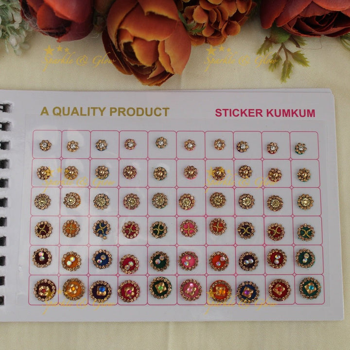 Navya Suhag stunning multi colours stones bindi small book - Sparkle and Glow - 