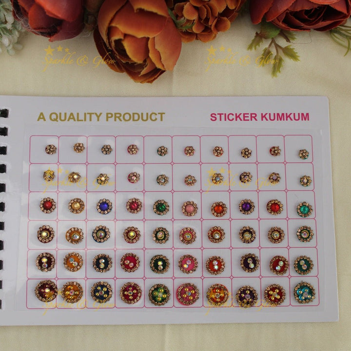 Navya Suhag stunning multi colours stones bindi small book - Sparkle and Glow - 