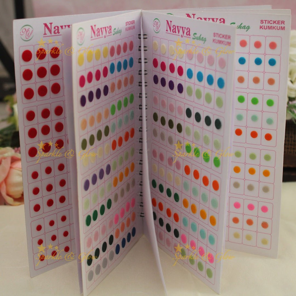 Navya Suhag plain round shaped kumkum bindi in different colours big book - Sparkle and Glow - 