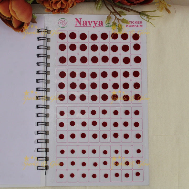 Navya Suhag plain round shaped kumkum bindi in different colours big book - Sparkle and Glow - 