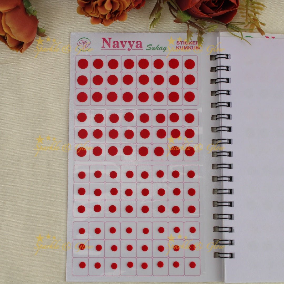 Navya Suhag plain round shaped kumkum bindi in different colours big book - Sparkle and Glow - 