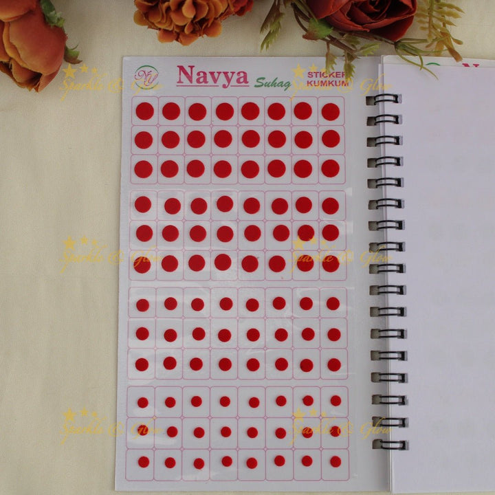 Navya Suhag plain round shaped kumkum bindi in different colours big book - Sparkle and Glow - 