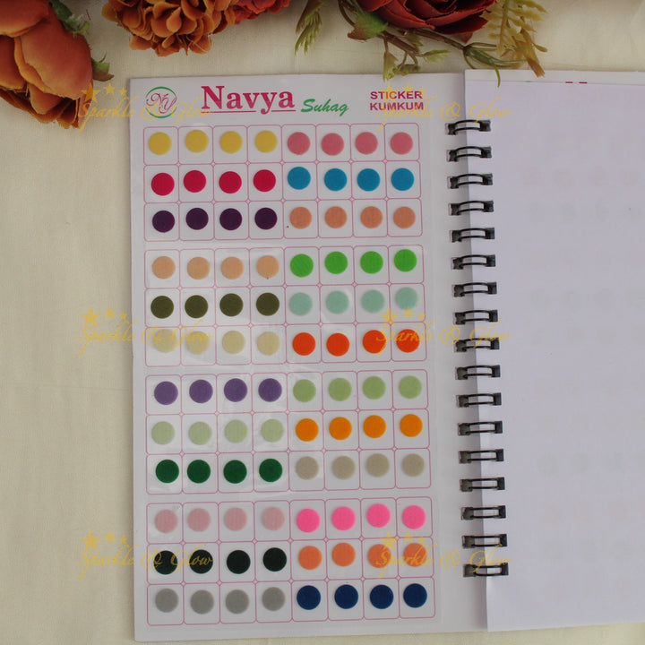 Navya Suhag plain round shaped kumkum bindi in different colours big book