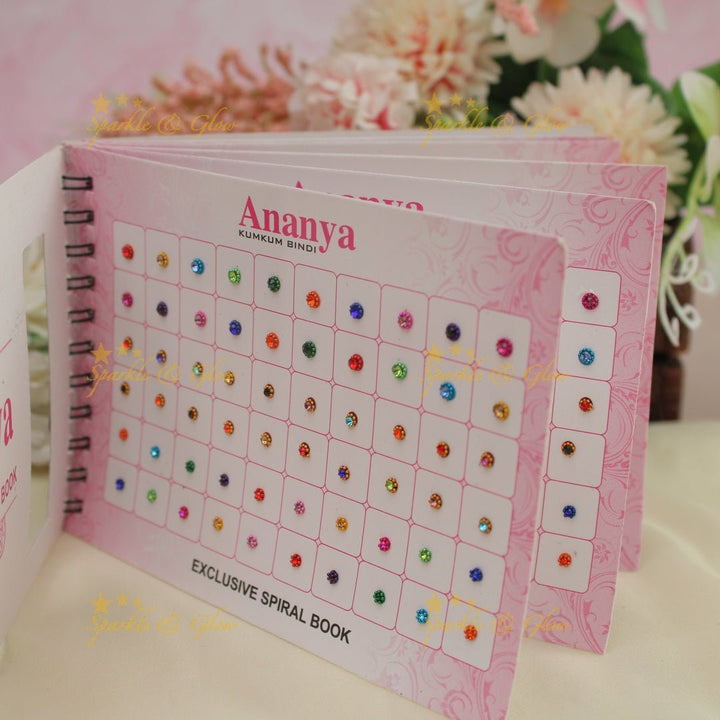 Ananya stone with different shaped bindi small book in assorted colour - Sparkle and Glow - 