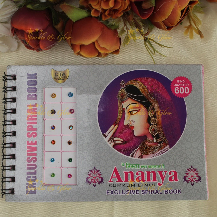 Ananya stone with different shaped bindi small book in assorted colour - Sparkle and Glow - 