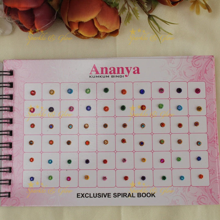 Ananya stone with different shaped bindi small book in assorted colour - Sparkle and Glow - 