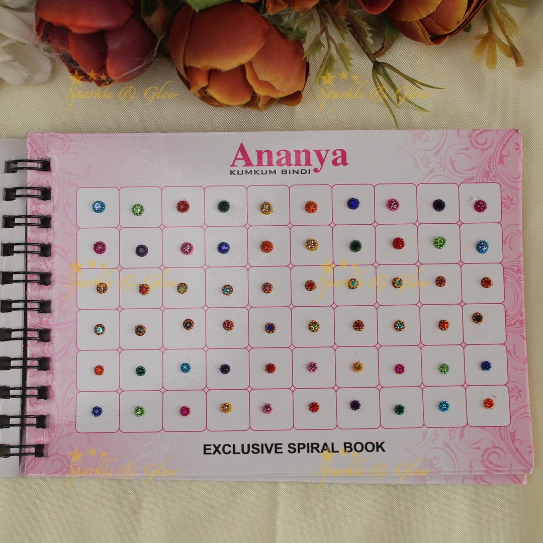 Ananya stone with different shaped bindi small book in assorted colour - Sparkle and Glow - 