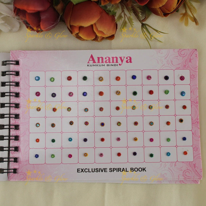 Ananya stone with different shaped bindi small book in assorted colour - Sparkle and Glow - 