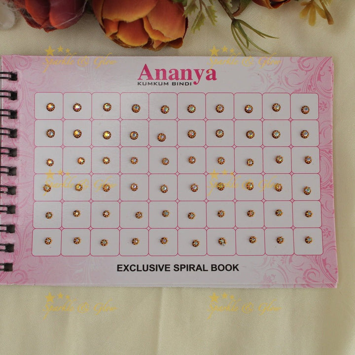 Ananya stone with different shaped bindi small book in assorted colour - Sparkle and Glow - 