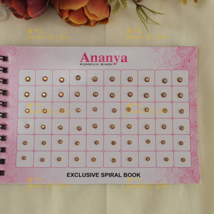 Ananya stone with different shaped bindi small book in assorted colour - Sparkle and Glow - 