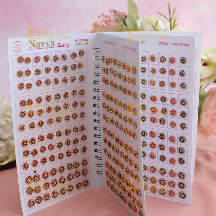 Navya Suhag Multi colour stones bindi small book - Sparkle and Glow - 