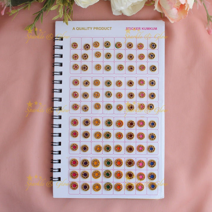 Navya Suhag Multi colour stones bindi small book - Sparkle and Glow - 