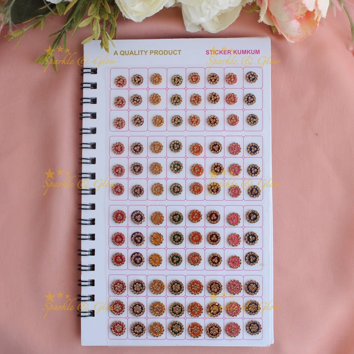 Navya Suhag Multi colour stones bindi small book - Sparkle and Glow - 
