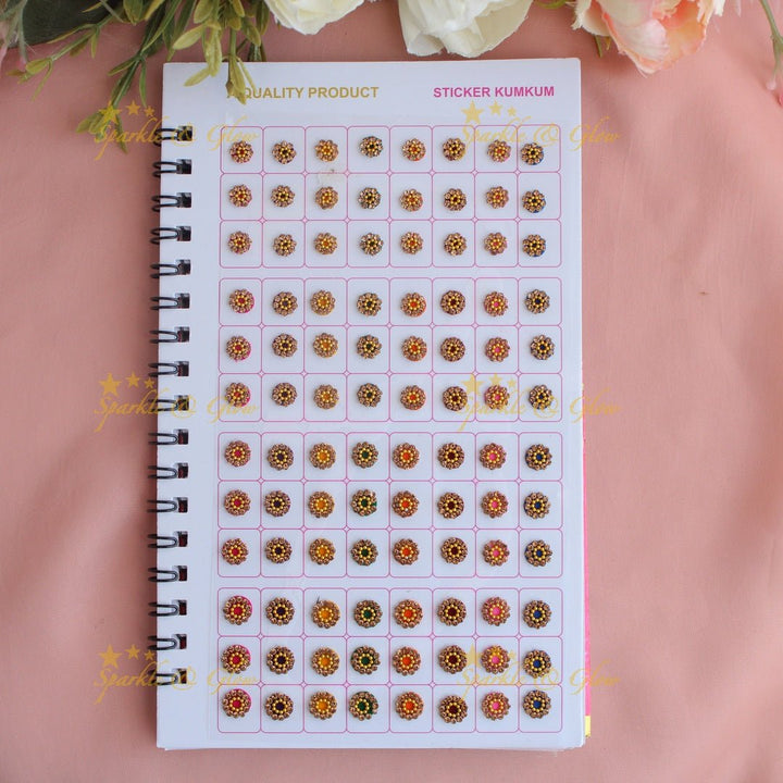 Navya Suhag Multi colour stones bindi small book - Sparkle and Glow - 