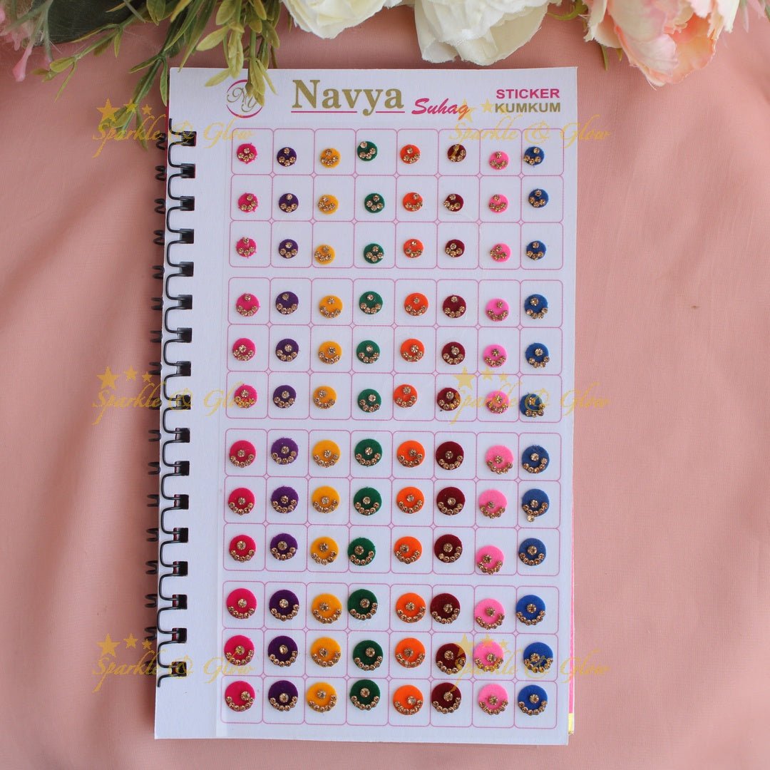 Navya Suhag Multi colour stones bindi small book - Sparkle and Glow - 