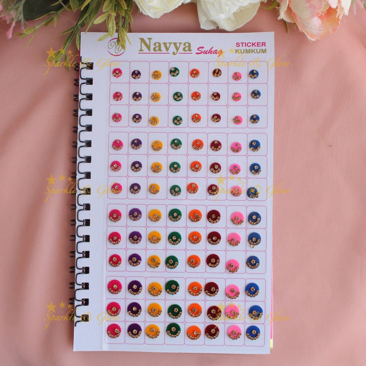 Navya Suhag Multi colour stones bindi small book - Sparkle and Glow - 