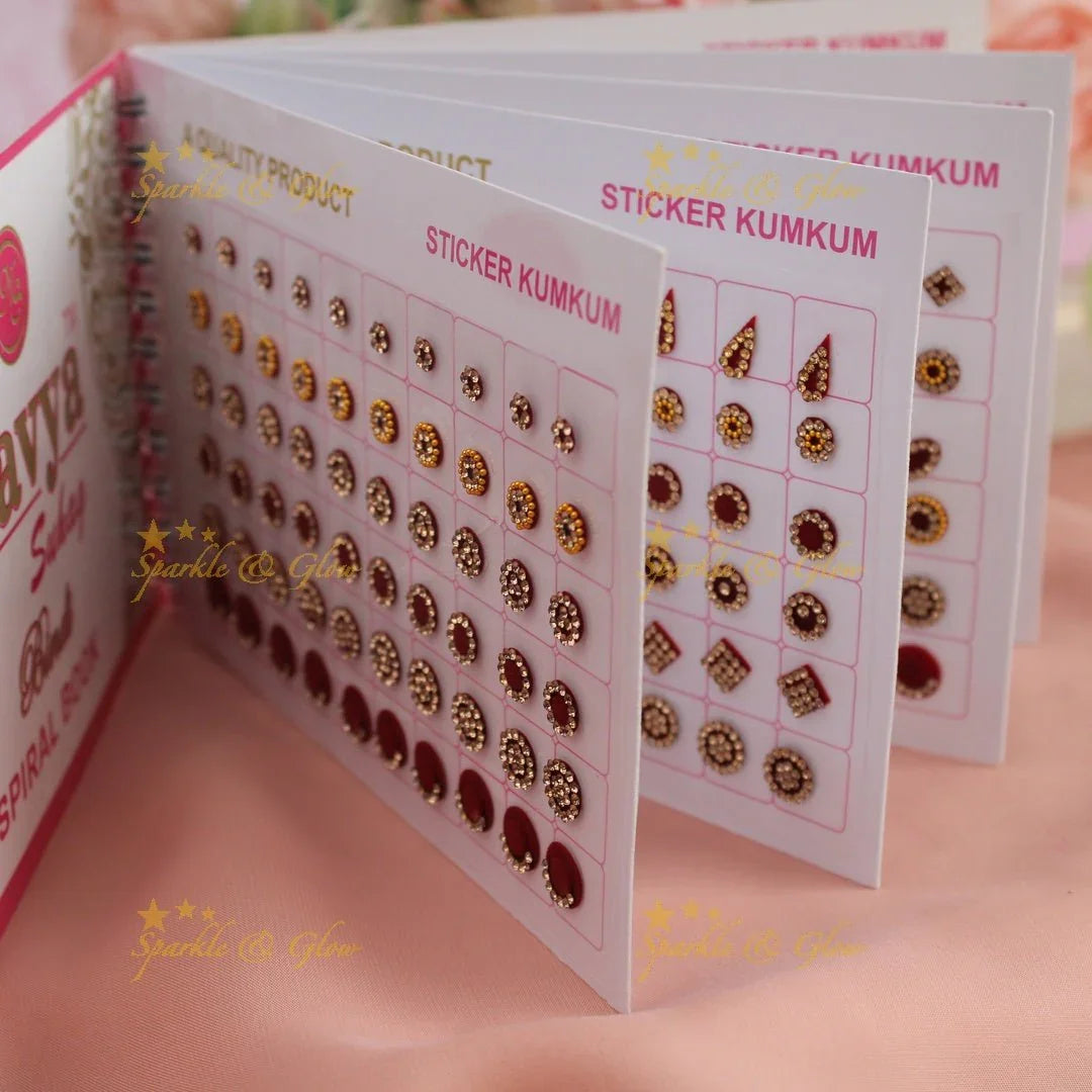 Navya Suhag brown stickers with pretty design and shapes bindi small book - Sparkle and Glow