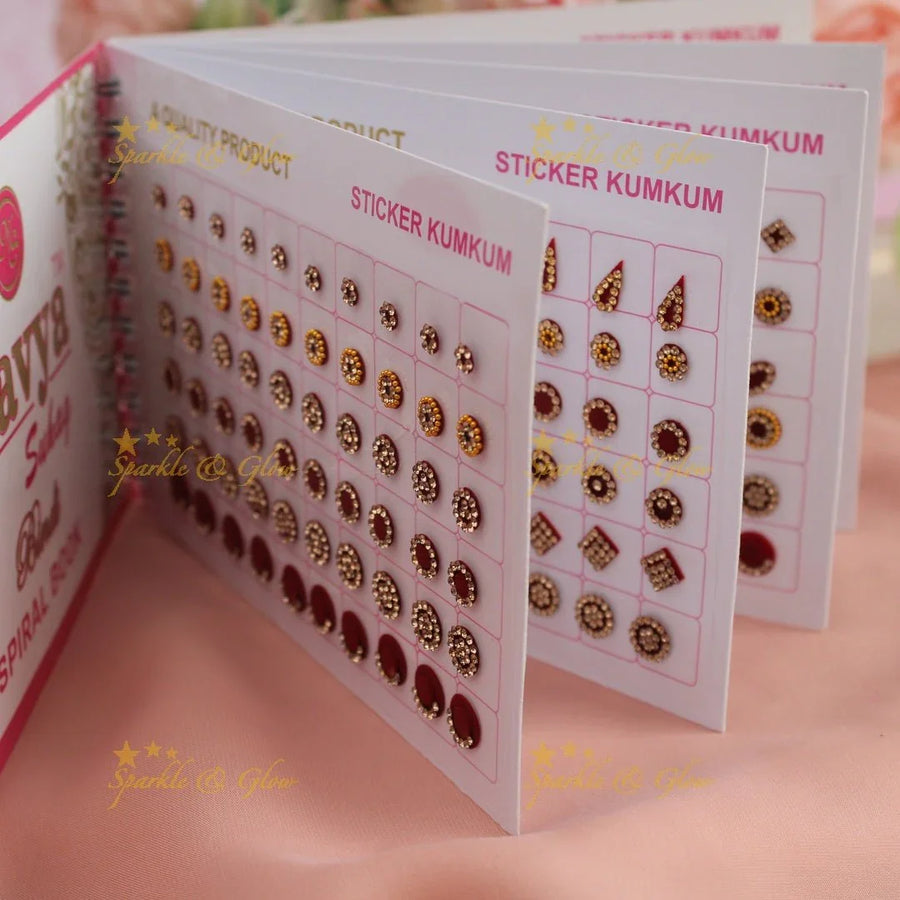 Navya Suhag brown stickers with pretty design and shapes bindi small book - Sparkle and Glow