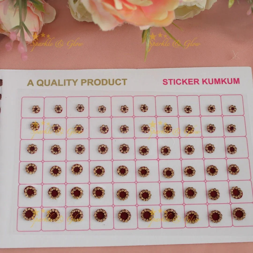 Navya Suhag brown stickers with pretty design and shapes bindi small book - Sparkle and Glow