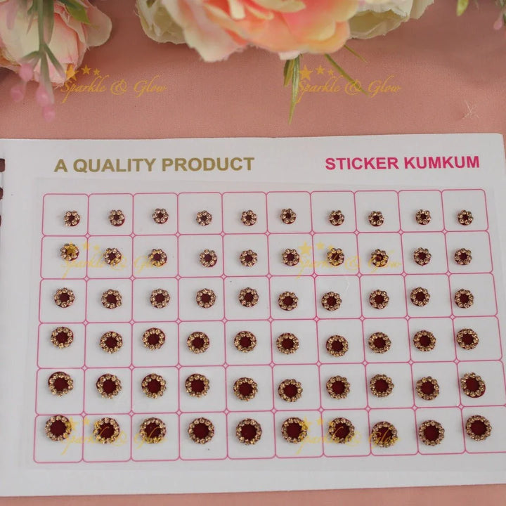 Navya Suhag brown stickers with pretty design and shapes bindi small book - Sparkle and Glow