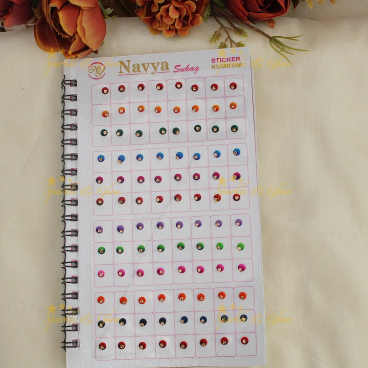 Navya Suhag multi colours round shaped bindi big book - Sparkle and Glow - 