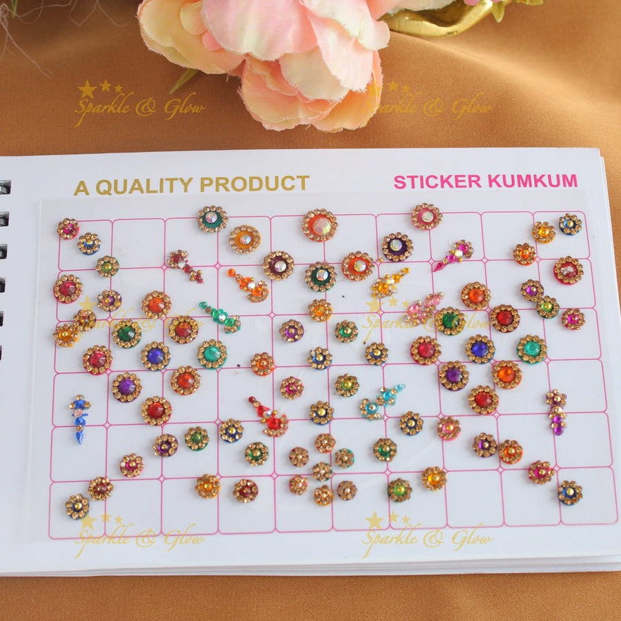 Navya Suhag gorgeous designs multi colours bindi small book - Sparkle and Glow - 