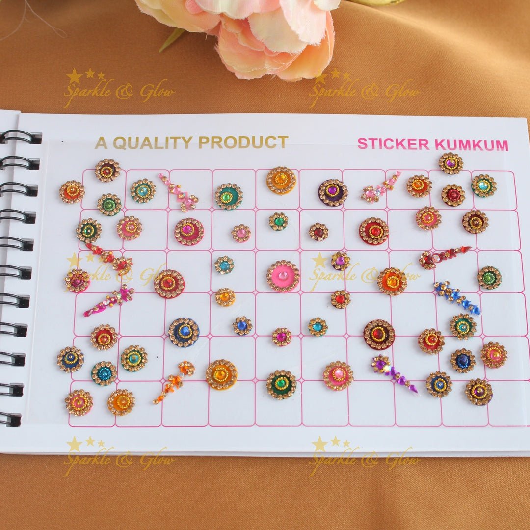 Navya Suhag gorgeous designs multi colours bindi small book - Sparkle and Glow - 