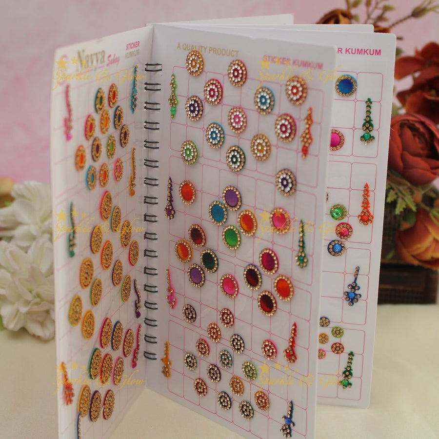 Navya Suhag wedding bindis in multi colours big book - Sparkle and Glow - 
