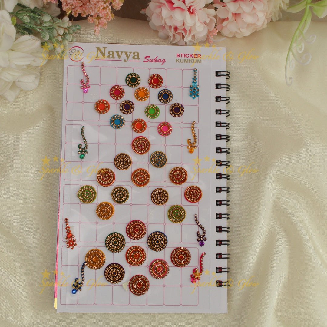 Navya Suhag wedding bindis in multi colours big book - Sparkle and Glow - 