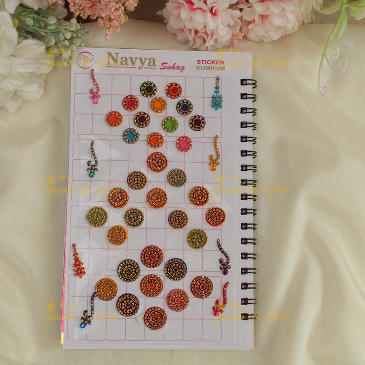 Navya Suhag wedding bindis in multi colours big book - Sparkle and Glow - 