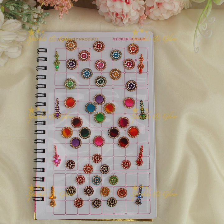 Navya Suhag wedding bindis in multi colours big book - Sparkle and Glow - 