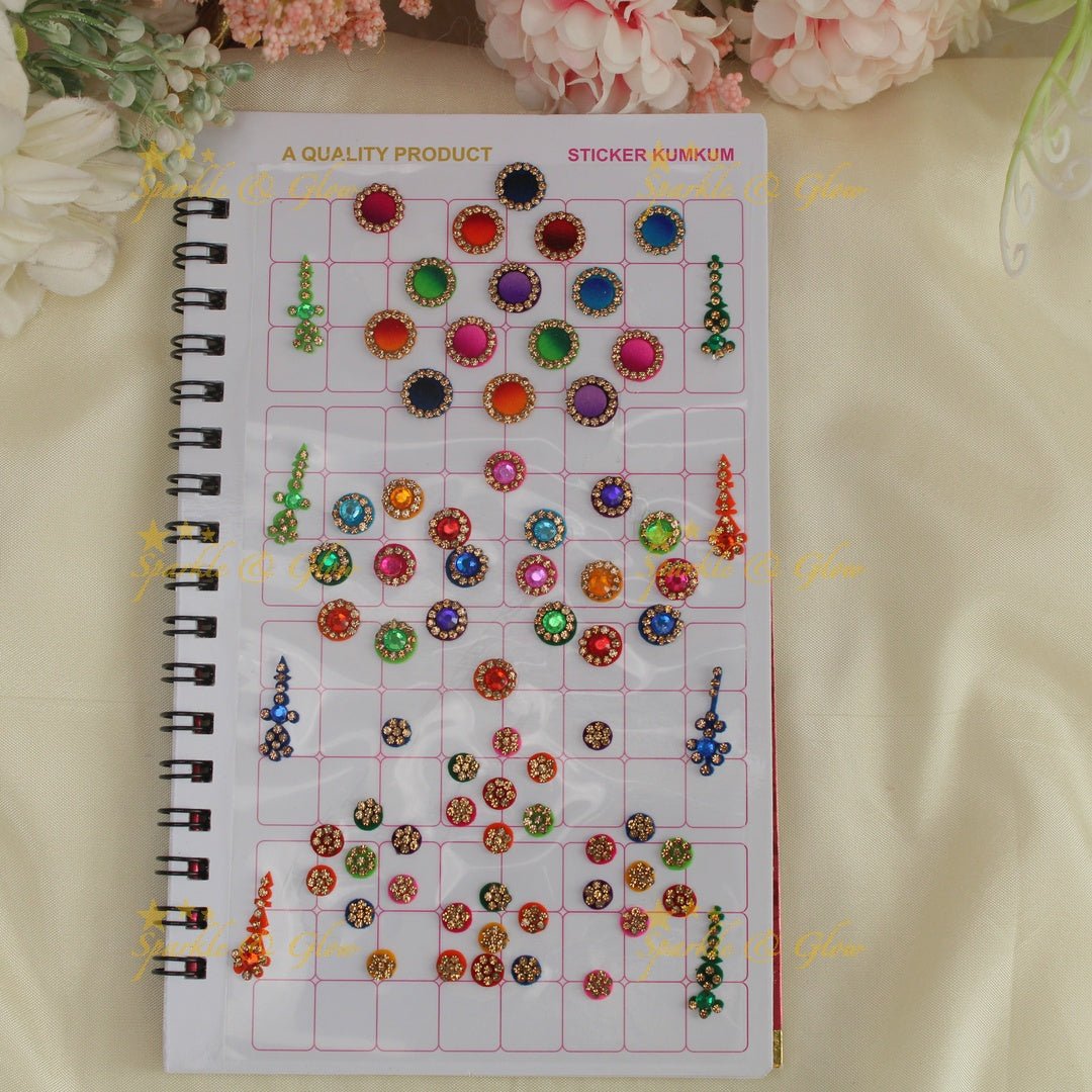 Navya Suhag wedding bindis in multi colours big book - Sparkle and Glow - 