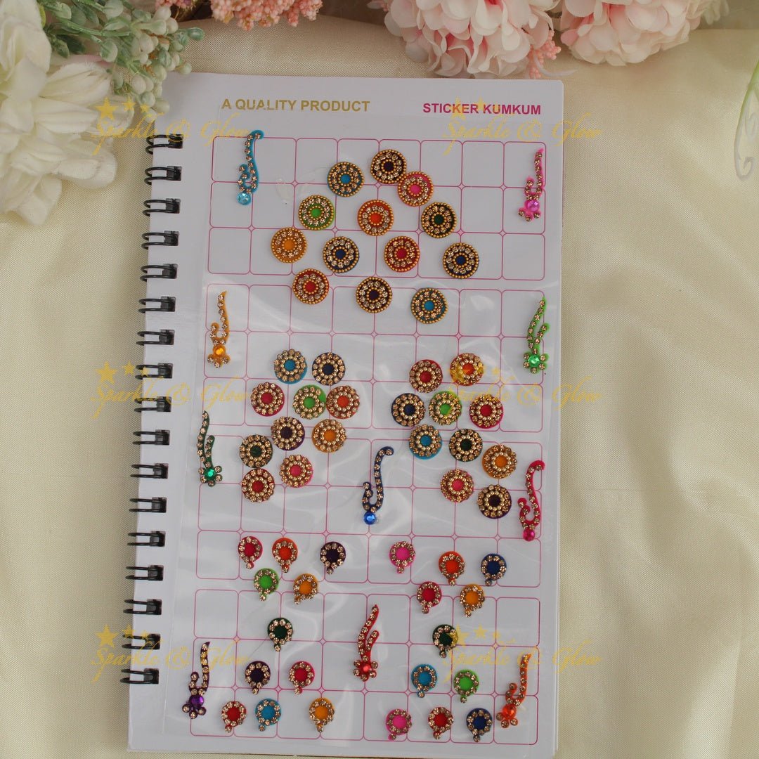 Navya Suhag wedding bindis in multi colours big book - Sparkle and Glow - 