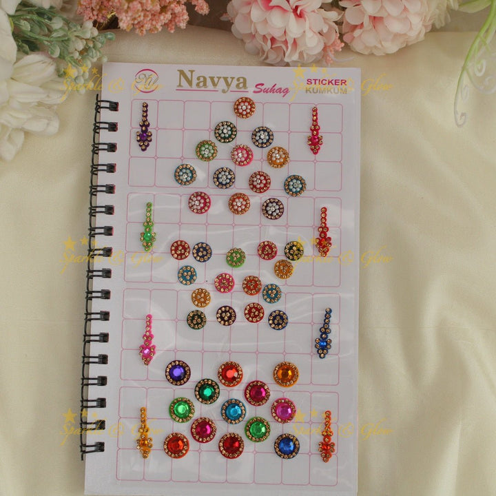 Navya Suhag wedding bindis in multi colours big book - Sparkle and Glow - 